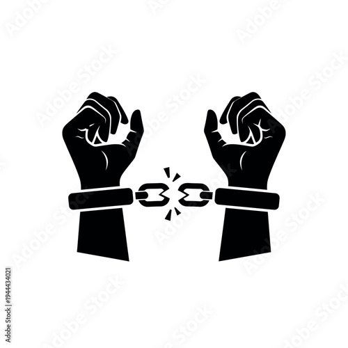 Broken Handcuffs Freedom Symbol.