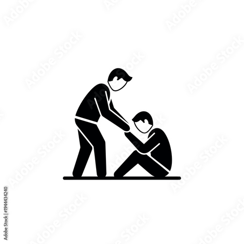 Helping Hand Icon Person Assisting Another in Need.