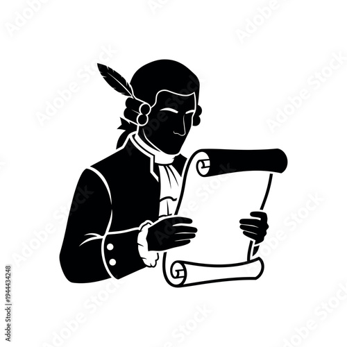 Historical Figure Reading Scroll Illustration.