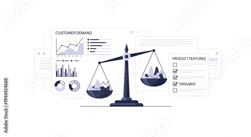 Balance Scale with Financial Charts.