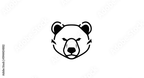 Black and white bear face illustration.