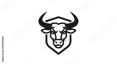 Black and White Bull Head Logo Design.