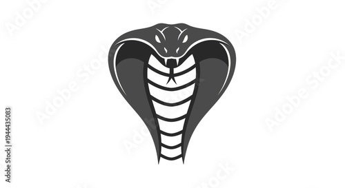 Black and white cobra head illustration.