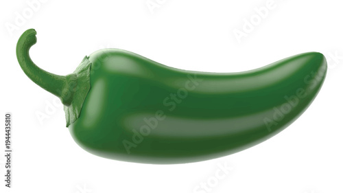 A vibrant glossy green jalape o pepper isolated on white background