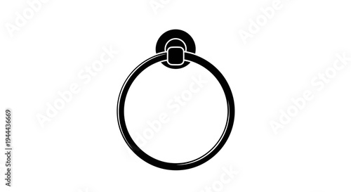 Minimalist Black Towel Ring Holder Mounted on White Wall - Bathroom Accessory