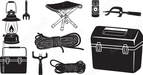 Camping equipment and tools for outdoor adventure activities