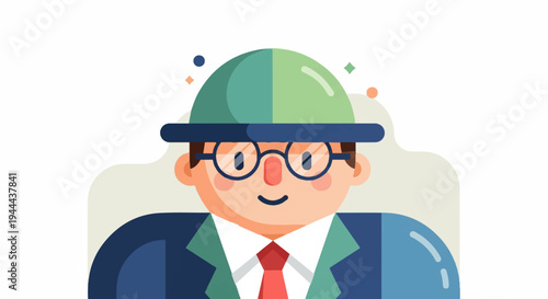 Cheerful man in a hat and suit with glasses, smiling