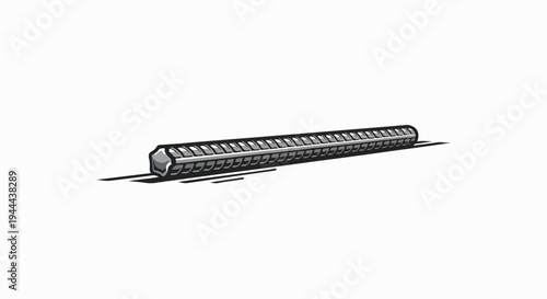 A detailed metal rebar rod casting a shadow