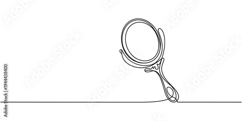 one line art mirror vector illustration. line art, one continuous line, simple, hand drawn and sketch style. one line Art icon drawing vector