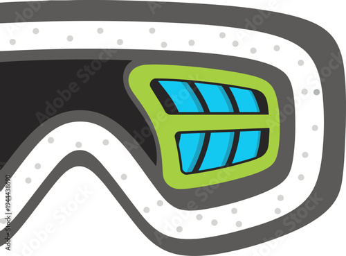 Close-up of sport goggles featuring a ventilation port. Modern design, bright colors, and clear details. Ideal for product showcases and advertising.