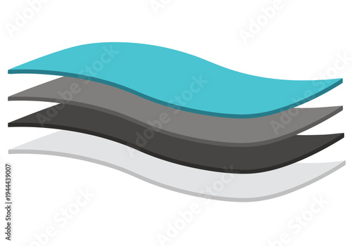 Layered polarized lens illustration showcasing cyan technology. Clear, modern design highlights optical clarity and advanced film layering for superior visual performance.