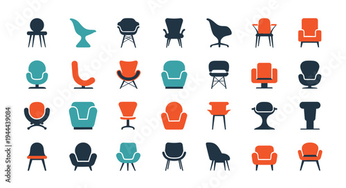 Abstract Modern Chair Shapes Vector Collection
