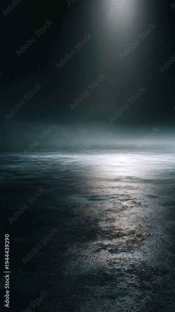 Fototapeta premium Mysterious foggy landscape with dramatic lighting over water surface