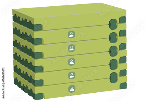 Stacked, recyclable bioplastic camp panels showcase a sustainable building material. Clean, modern design with a focus on eco-friendly construction. Ideal for commercial use.