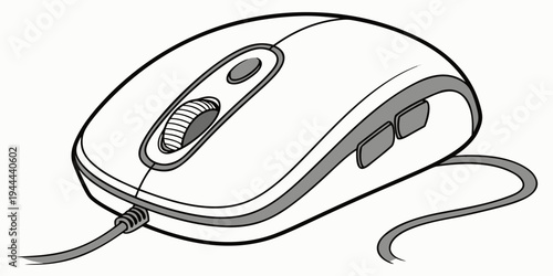 Computer mouse with cord and buttons electronics technology