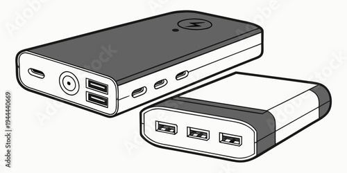 Two portable power banks with usb ports and different usb ports devices electronics