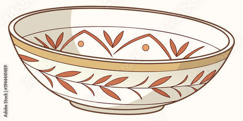 Decorative bowl with orange leaf pattern on white background ceramic bowl orange and white