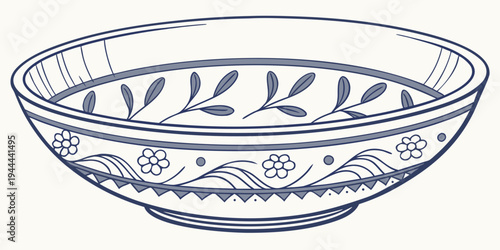 Decorative bowl with blue floral pattern on white background ceramic bowl blue and white