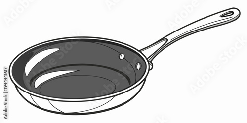 Empty frying pan with handle on white background empty pan kitchen utensil cookware