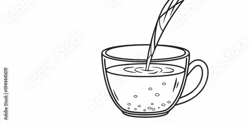 Transparent cup with liquid pouring into it glass cup