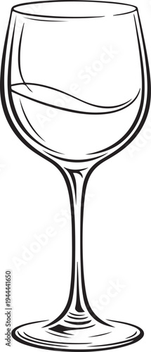 Elegant Wine Glass line art Vector Art