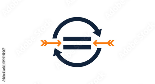 Equal Sign with Arrows in Circle.