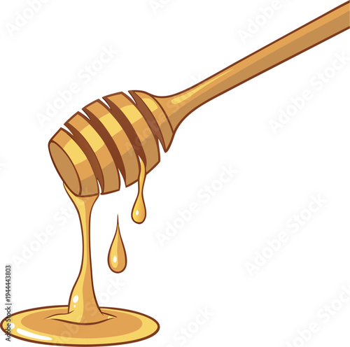 honey dripping from wooden dipper