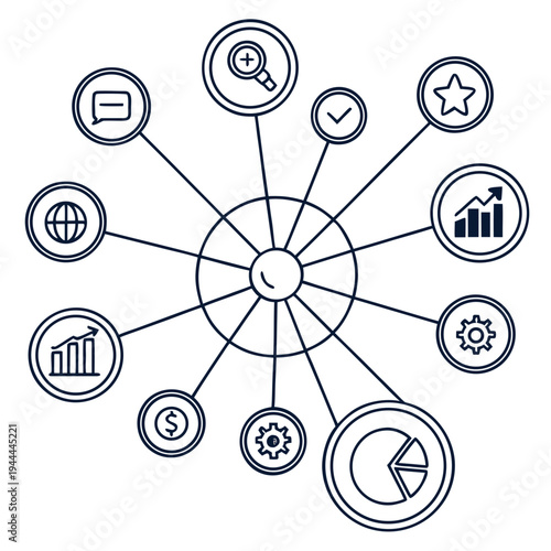 Business and symbols connected in a circle connections