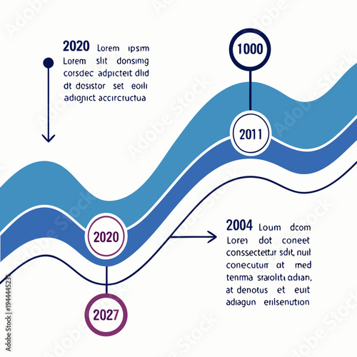 Blue timeline infographic template with years