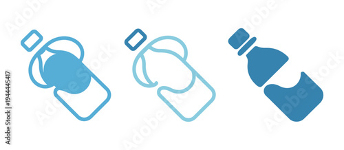 Blue Water Bottle Icon Vector, soda aqua drink bottle symbol isolated on white background, refreshing beverage container graphic for hydration concept