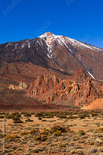 Mount Teide volcano landscape with red lava field in Teide National Park, Tenerife, Canary Islands