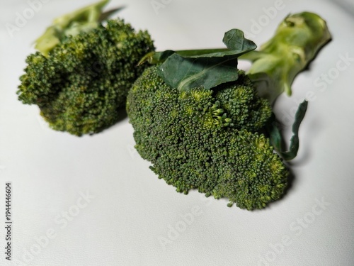 Green broccoli isolated on white background highlighting a fresh and nutritious vegetable.