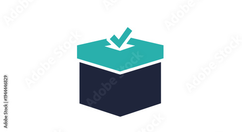 Green Checkmark on Dark Blue Box.
