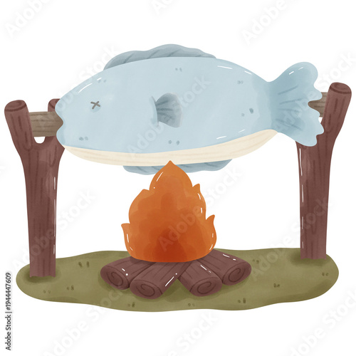 grilled fish cartoon