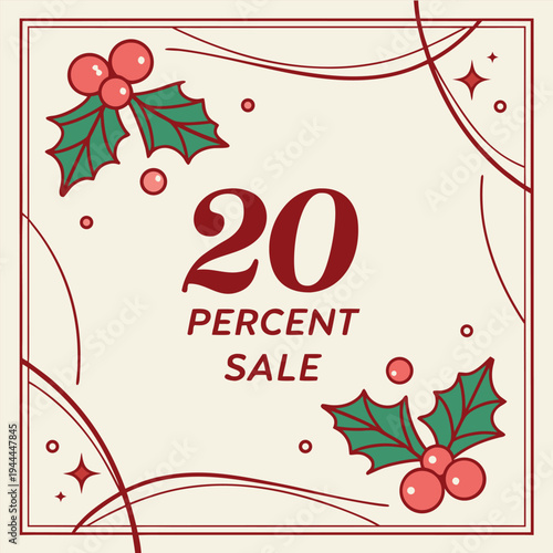 christmas card with holly berries