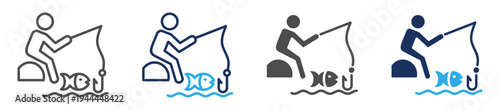 fishing icon set multi concept