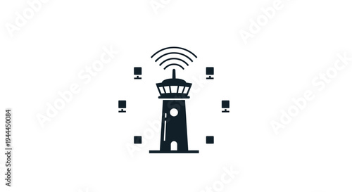 Black Tower With WiFi Signal.