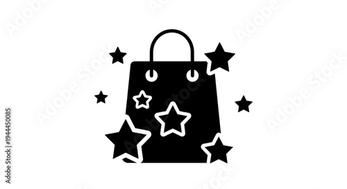 Black shopping bag with white stars.