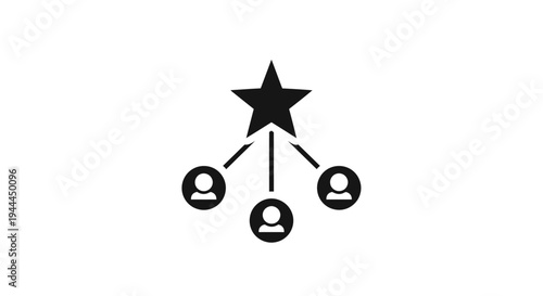 Black star connected people icons.