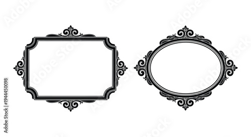 Intricate black ornamental frames with baroque details presented on a white background a striking silhouette high quality professional detailed modern elegant