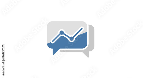 Blue graph icon in speech bubble.