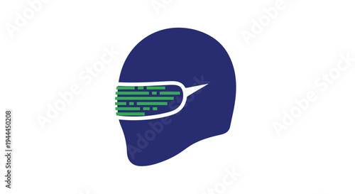 Blue helmet with green visor.