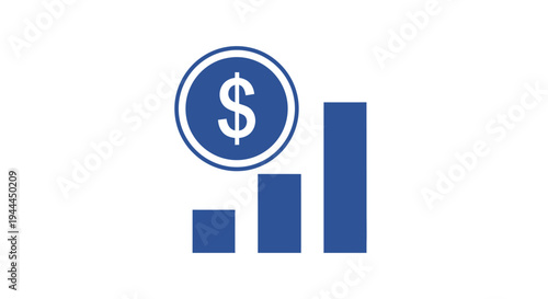 Blue graph with dollar sign icon.