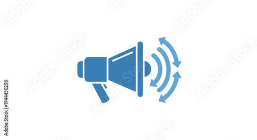 Blue Megaphone Loudspeaker Icon Graphic.