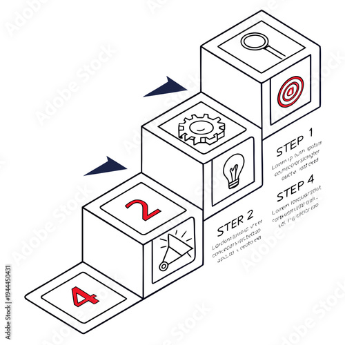 Cubes with step-by-step process business infographic