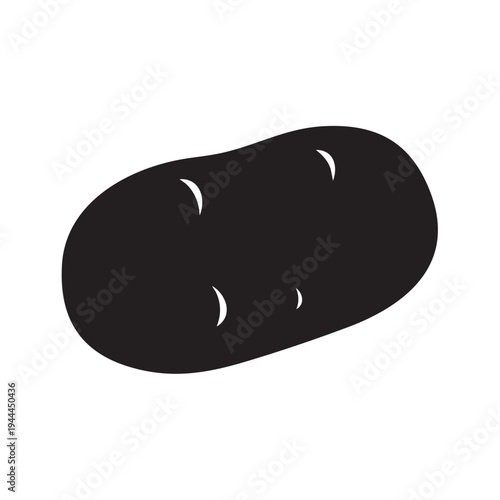 Potato silhouette vector illustration isolated on white background depicting organic raw vegetable root with realistic skin texture details for farm produce marketing and grocery shop advertising