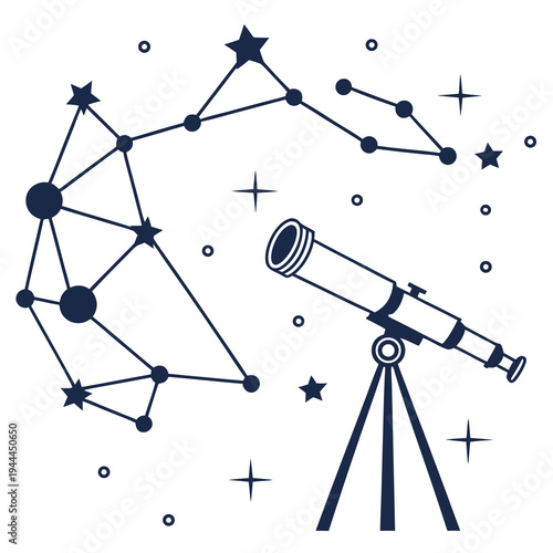 Constellation and telescope stars astronomy space
