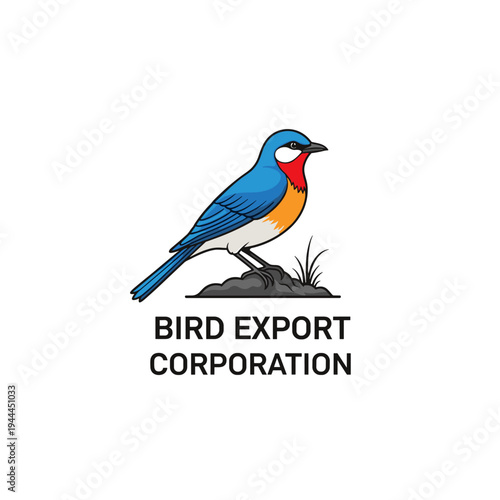 Colorful bird logo on ground with text for export corporation