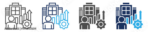 corporate development icon set multi concept