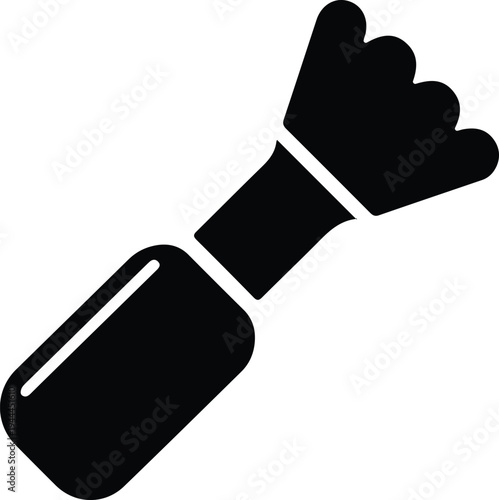 Minimal Nail Polish Brush Silhouette Beauty Icon, Simple black silhouette illustration of a nail polish brush applicator, representing manicure cosmetics, beauty salon tools, and nail care routine.